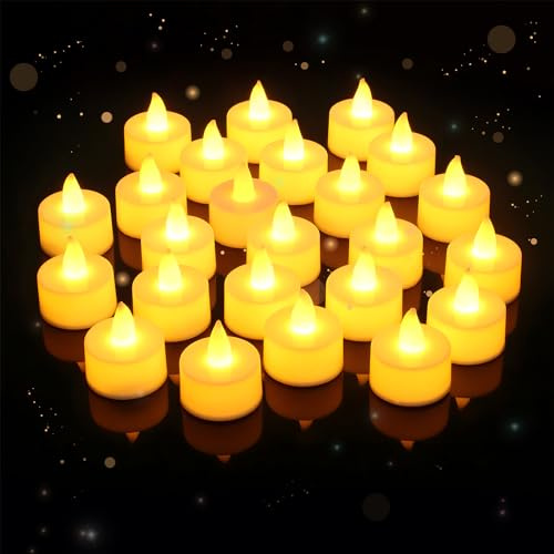 24 Stück LED Teelichter, Warme Teelichter LED, Flammenlose Simulation Elektrische Teelichter, LED Teelicht für Partys, Beichten, Dates, Wohnungseinrichtung（Φ 3,7 cm x H 4,1 cm）
