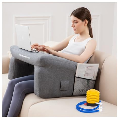 Reading Pillow for Gaming,Inflatable Bed Rest Pillow for Reading,lap desk Extra Large Arm Rest Pillow for bed,Floor,Working,Gaming,for Play Steam Deck Switch and PS5 while Sitting in Bed table pillow