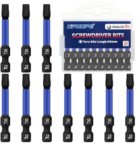 HPHOPE T30 Bit, Torx Bits T30, Bit-Sortiment, Länge: 50 mm, 10 Stück
