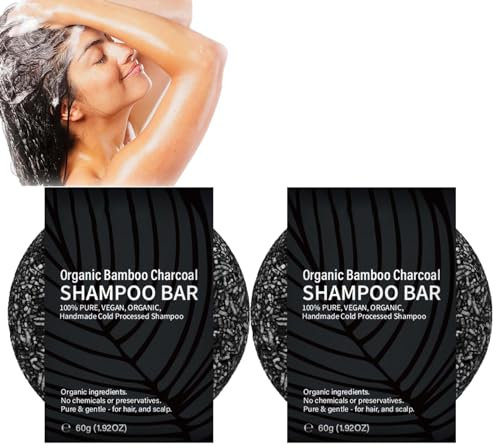 Grey Hair Reverse Bar - Bamboo Charcoal Black Soap for Grey Hair, Organic Grey Shine Soap, Shampoo Against Grey Hair, Organic Bamboo Charcoal Shampoo Bar - Hair Oil Control (2 Pieces)