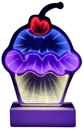 Gleneagles Cupcake Infinity Light - Neon Sign Making The Perfect Gaming Accessories for Room. Cute Bedroom Accessories, Stunning Gaming Bedroom Accessories with Infinity Effect. Desk Accessories.