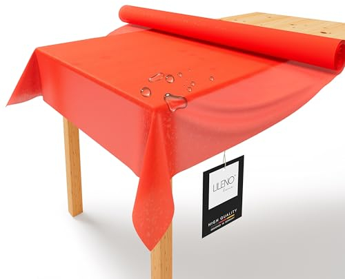LILENO HOME Rouleau de nappe en tissu non tissé, 1,10 x 25 m, rouge, aspect tissu, lavable, vendu au mètre, jetable en papier, alternative
