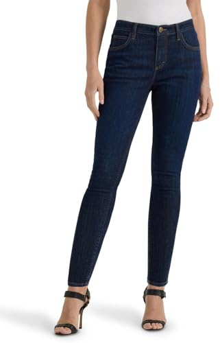 Lee Women's Legendary Mid Rise Skinny Jean, Dark Strides, 12 Long