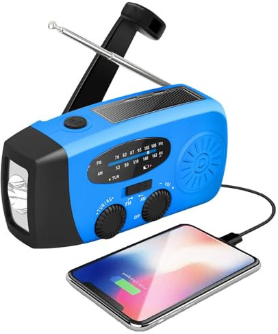 Radio d'urgence Solaire - Radio Météo d'urgence - Radios D'alerte Météo À Manivelle Étanches, Alarme FM/am/SW Sos Alerte Météo Lampe De Poche LED pour La Survie 129 * 60 * 50mm/5.08 * 2.36 * 1.97in