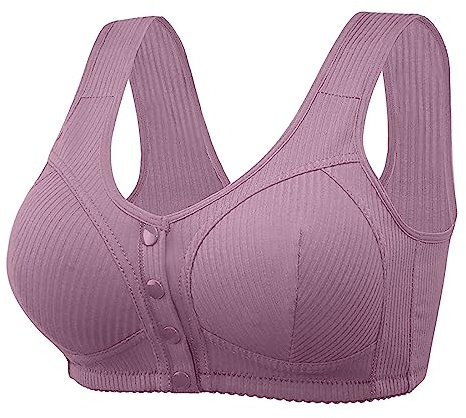 SDERG Front Fastening Bras for Women UK Plus Size Women's Bras Non Wired Full Coverage Soft Comfortable Daisy Bras for Older Women UK Floral Print Non Wired Front Fastening Sports Bra Sale