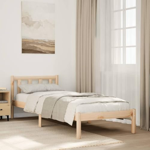 vidaXL Massivholzbett, Holzbett Extra Lang ohne Matratze, Bettgestell mit Lattenrost Kopfteil, Bett Einzelbett für Schlafzimmer, 80x210cm Kiefernholz