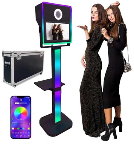 HDaspijh DSLR Photo Booth with 15.6 Inch creen, Mini PC (8GB+256G)+ Touch Screen, Portable Selfie Machine Camera Mirror Photo Booth for Weddings Parties Events, with Flight Case,Black