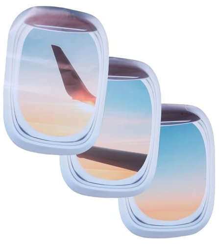 Angoily Realistische Landschaft Fenster Aufkleber Set Gefälschte Flugzeug Fenster Aufkleber