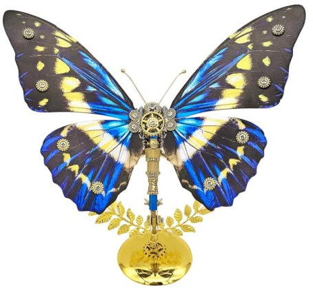 Funwetrike 3D Metal Puzzles for Adults, Steampunk Morpho Helena Butterfly DIY Assembly Kit, 3D Jigsaw Puzzle Mechanical Insect Creative Play Ornaments, Great Gifts (150+PCS)