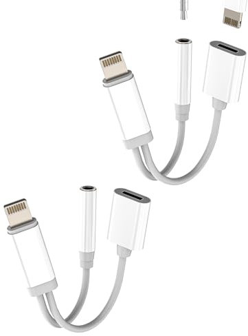 Adattatore Jack Lightning A 3.5mm Auricolare Connettore Audio Caricabatterie (Set di 2) per IPhone 14 Pro Per IPad Auricolare Splitter Spina AUsiliaria Cavo Per Apple Adattatori Telefoo auricolare