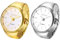 JewelryWe Fingeruhr Ringuhr Elastische Uhr: 2er Set Analog Quarz runde Fingerringuhr Legierung Ring Uhr Uhrenring mit Stretchband und Balkenskala - Geschenke für Damen Herren