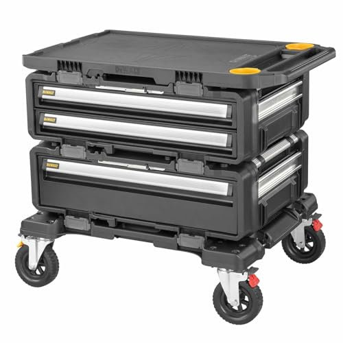 DeWALT Werkzeugwagen ToughSystem DXL Tower 4in1, 2 Werkzeugboxen, Arbeitsfläche, Transportroller DWST60520-1
