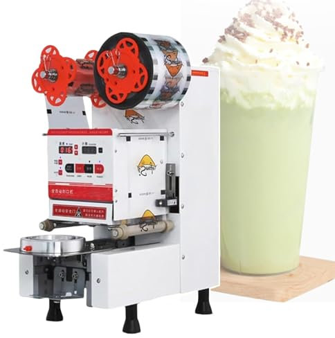 Screen display electric cup sealer, desktop commercial paper cup sealer, plastic cup film sealer(White,110V)