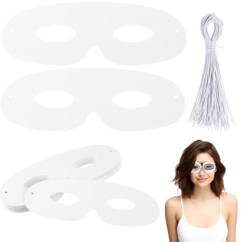 Garneck 40 Stück Weiße Pappmaché-Masken Zum Bemalen – Leere Bastelmasken Für Und Erwachsene - Perfekt Für Kreative Projekte Cosplay Halloween Und Mardi Gras