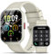 Smartwatch Herren mit Telefonfunktion,1.96 HD Uhr Damen mit Herzfrequenz SpO2 Stress Schlafmonitor,113+ Sportmodi Fitness Tracker, IP68 wasserdichte für Android iOS 2025 weiß