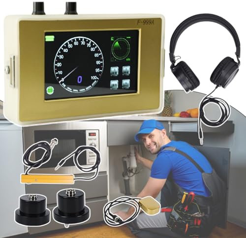 F-999A Water Leak Detector Precision Underfloor Heating Pipe Leak Detector, Listen Tester Sound Detector with 6 Adjustable Gears, Detection Depth 4 Meters