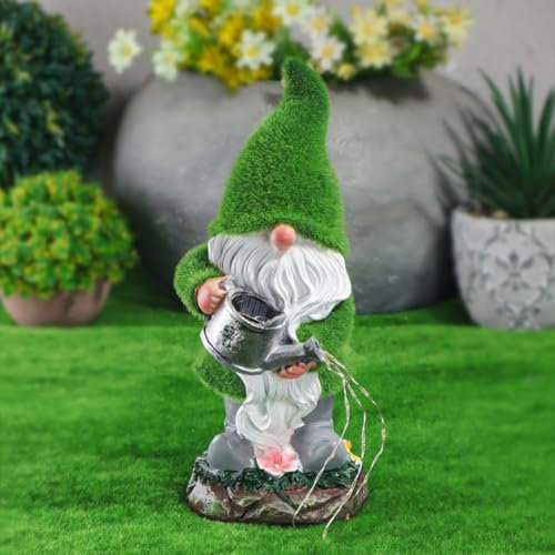 Nain de jardin solaire - Figurine décorative avec lumière - Pour jardin, terrasse, cour - B
