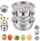 Rallador de verduras 3 en 1, multifuncional, de acero inoxidable, con escurridor, ideal for cocinar, preparar y almacenar alimentos.(28cm)