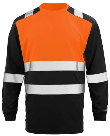 Camiseta de manga larga para hombre, transpirable, de secado rápido, con rayas reflectantes para hombre, manga larga, para trabajadores de higiene, naranja, 3XL