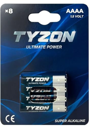 TYZON® AAAA Batterien 1,5V Super Alkaline – 8er Pack | Langlebige Micro-Batterien für Fernbedienung, LED-Lampen, Thermometer, Spielzeug – Quecksilberfrei