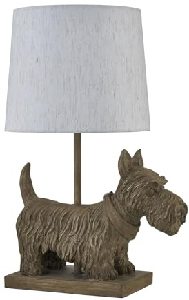 Bonnie - Scottie Dog Table Lamp With Oatmeal Linen Shade