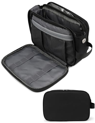 FitDA Kulturbeutel Herren, Reise Kulturtasche mit Nassfach | Waschtasche mit Griff&Doppelreißverschluss,Robuste Kosmetiktasche für Männer, Toiletry Bag für Badezimmer,Camping&Gym-Schwarz