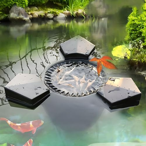 Floating Pond Skimmer - Automatic Surface Cleaner with Leaf Basket & Aerator for Garden Fish Ponds and Pools up to 15m³, 43W Water Suction Skimmer