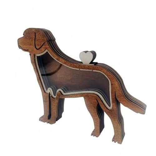 MotiveTech Pet Hair Keepsake Box Quality Wood Wooden Pet Remembrance Box Sympathy Gift Dog Hair Keepsake Frame for Shelf Display, Home Decor, Large, Style D