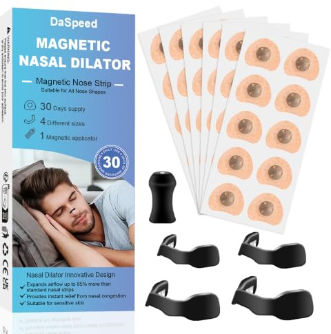 Nasenpflaster Magnet, 60 Stück Anti Schnarch Magnetic Nose Strip | Wirksame Nasal Strips Gegen Schnarchen, Magnetische Nasenstrips Besser Atmen und Schlafqualität