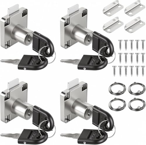 Dexpally 4 Pezzi Serratura Armadietto 22mm Serratura Cassetta Postale, Serratura per Armadietto con Chiave Serratura, Serratura per Mobili a Vite, per Armadietto per Mobili Cassetta