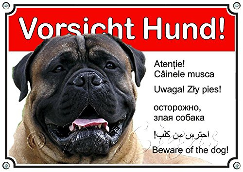 Petsigns Hundewarnschild Bullmastiff - Metallschild - wetterfest, DIN A4