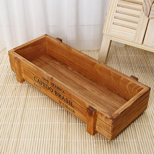 Deaum Vintage Übertopf aus Holz, rustikal für Blumen, Rechteck, Blumenkasten
