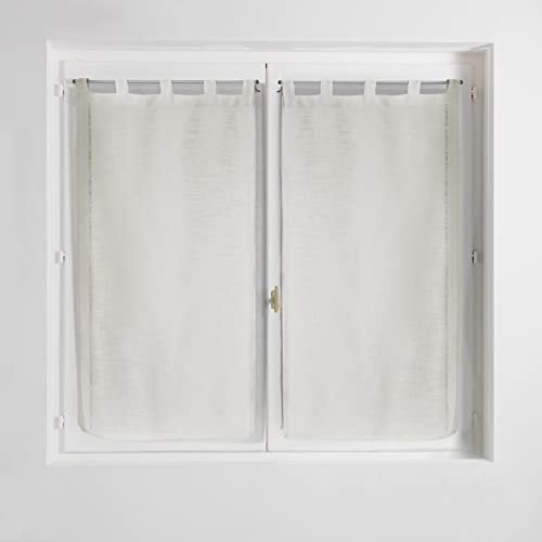 Douceur d'Intérieur Haltona Paire Droite Passants Effet Lin Tisse Haltona Polyester, Naturel, 120x60 cm