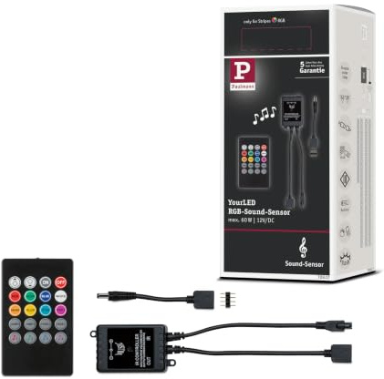 Paulmann 70917 Stripe YourLED Sensor RGB-Sound DC 12V max. 60W Schwarz dimmbar Lichtband Kunststoff