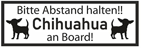 Samunshi® Aufkleber Chihuahua an Board - Schild Sticker Hinweisschild Warnschild Vorsicht Hund 40 x 14cm Chihuahua an Board schwarz
