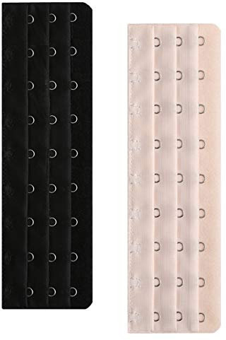Cxapnstou Corset Bra Extender 7-18 Hook 3/4 Inch Spacing, 2pcs:9hook/Light Beige&black, 9 Hooks