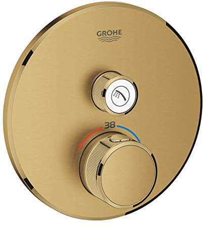 GROHE Grohtherm SmartControl Thermostat with a Shut Off Valve, Round Wall Rosette, Colour: Fresh Dawn Brushed – 29118GN0