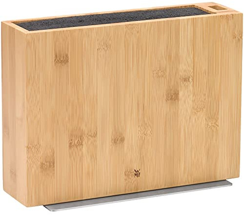 WMF Messerblock ohne Messer, unbestückt, leer, Holz, Bambus, für 5-6 Messer, mit Kunststoff-Bürsteneinsatz, Scheren-Aufbewahrung