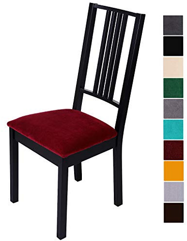 Homaxy Stuhlbezug Sitzfläche Samt Weich Sitzbezug Stuhl Stretch-sitzbezüge für Esszimmerstühle Abwaschbar Schonbezug Hussen für Stühle- 4er Set, Rot