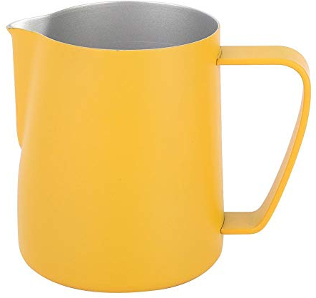 Milk Pitcher Frothing Cup, 600ml Stainless Steel Milk Frothing Cup Jug Pitcher Latte Art for Home Coffee Shop Use(Yellow)