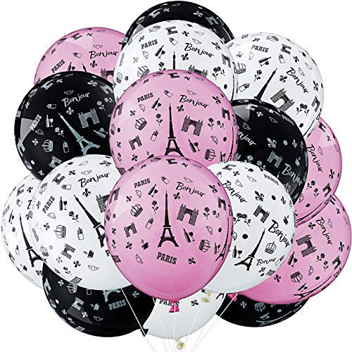 36 Stücke Paris Luftballons Tag in Paris Gedruckte Party Latex Luftballons für Paris Thema Party Dekoration, 12 Zoll