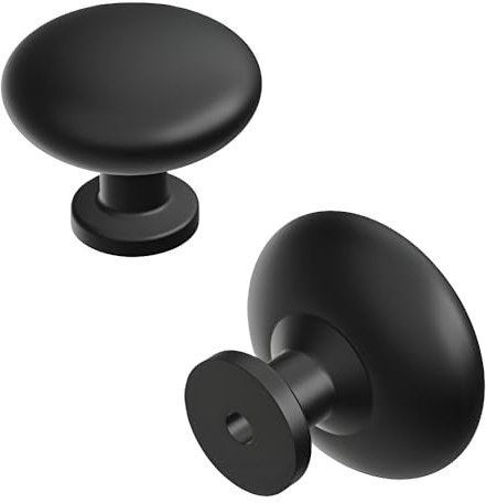 Basics Collection Lot de 10 boutons de porte Finition noire mate 3,8 cm de diamètre