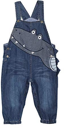 Camilife bebé Bambino Bambina Jeans Salopette in Morbido Cotone Denim Pantaloni Pagliaccetto per Primavera Estate Motivo a Coccodrillo Taglia 86-92