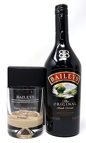 Personalised Engraved Dimple Glass Tumbler & Bottle of Baileys - Baileys Design (Baileys The Original Irish Cream Liqueur 70cl)