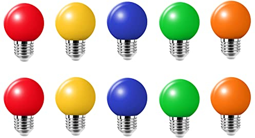 Jiotouhu E27 G45 kugelförmige LED-Glühbirne, 360-Grad-Beleuchtung, 2W, für AC220-240V, Nicht dimmbar, dekorative Beleuchtung für Halloween, Weihnachten, Festival, 10er-Pack