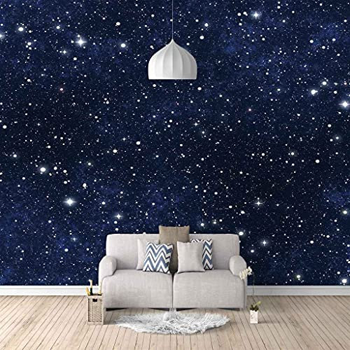 SUUKLI Papier Peint Intissé, Personnalisable, 200X140Cm Trompe L Oeil Scène De Nuit Étoilée Bleue Poster Auto-Adhésif Geant Mural 3D Pour Salon Chambre Chambre D'Enfants Décoration Murale