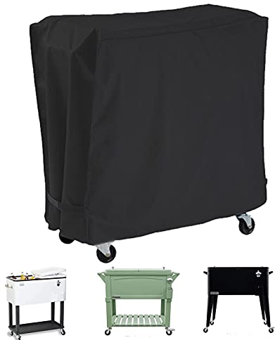 Kühlwagen Abdeckung Servierwagen Abdeckhaube, Wasserdicht Staubdicht Schutzhülle Für Kühlwagen, Universal Draussen Getränkewagenschutz Aus Oxford Polyester Für Getränkewagen, 86x48x79 cm (Schwarz)