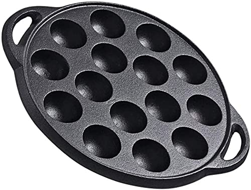 Gusseisen Gefüllte Pfannkuchenpfanne 15 Löcher Takoyaki Topf Unbeschichtete Antihaft-Grillpfanne Schwarze Runde Bratpfanne Für Pfannkuchen 26X21X3cm