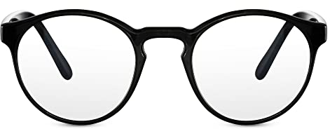 Cheapass Sonnenbrille Blaulichtfilter Brille für Frauen Männer mit einem runden, recyceltem Gestell in Schwarz Bildschirmschutz für Compute, Gaming, Arbeiten Nachtruhe