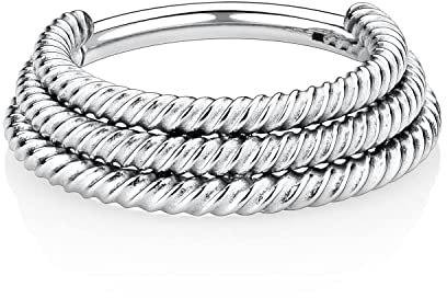 hengkaixuan 16G Triple Stacked Septum Ring Daith Ohrringe 316L Chirurgenstahl Hinged Nose Hoop Ringe 8mm Daith Conch Helix Knorpel Piercing Schmuck für Frauen Mädchen mit gedrehtem Seil Design Silber